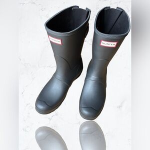 Hunter Women's Original Short Matte Black Onyx Adjustable Rain Boot US 10